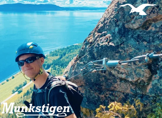Munkstigen Via Ferrata with fjord view at Hindrum Fjordsenter in Norway on sunny day 3