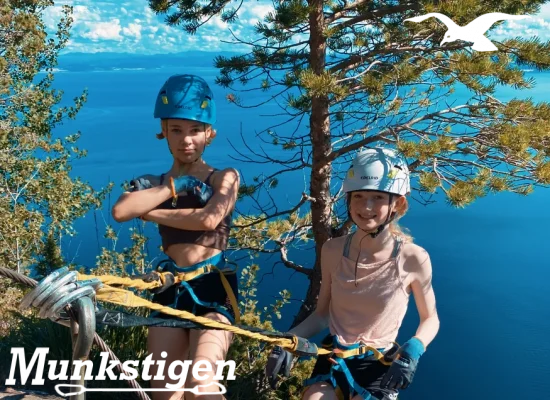 Munkstigen Via Ferrata with fjord view at Hindrum Fjordsenter in Norway on sunny day 2