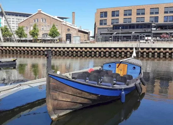 Trondheim by boat empty boat by the pier