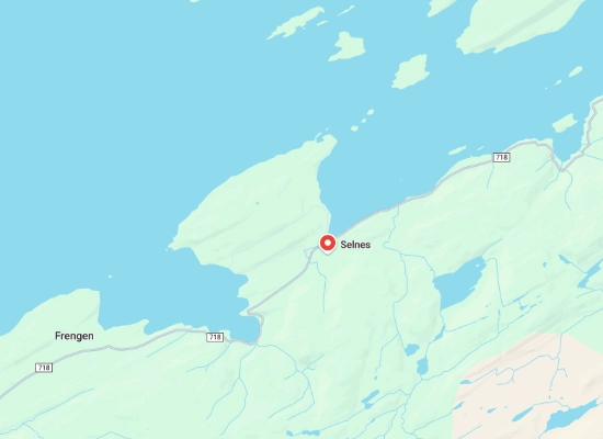 Map showing Selnes location with nearby Frengen and road connections in Trøndelag, Norway